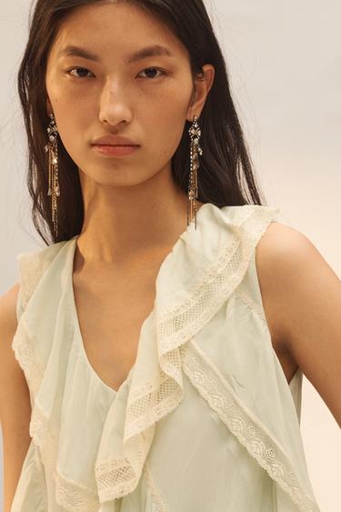 LIMITED EDITION RUFFLED LACE DRESS - Light green by Zara - Image 3