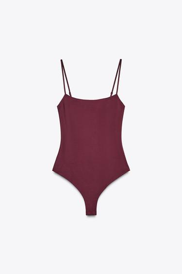 STRAPPY POLYAMIDE BODYSUIT - Wine by Zara - Image 7