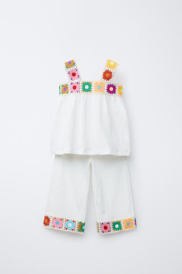 FLORAL CROCHET TOP AND TROUSERS TOTAL LOOK - Stripes by Zara
