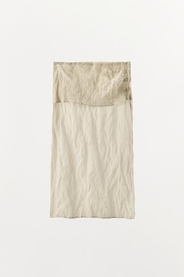 JUPE MI-LONGUE EFFET FROISSÉ - Écru / Beige de Zara - Image 3