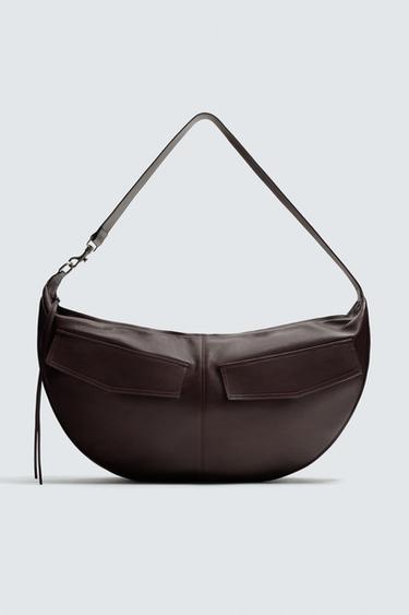 BOLSA DE COURO - Vermelho-bordô da Zara