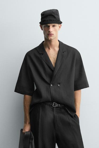 CHEMISE KIMONO 100 % LIN - Noir de Zara - Image 1