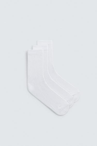 CALCETINES RIB BÁSICO PACK 3 - Blanco de Zara