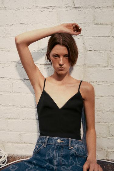 TOP CROP TIRANTES - Negro de Zara