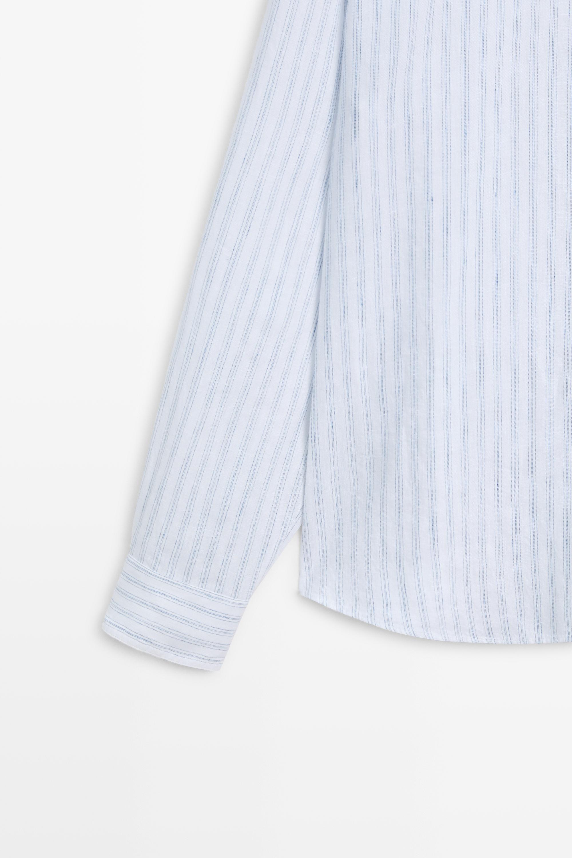 Extra-fine 100% linen striped shirt