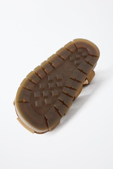 LEATHER BAREFOOT CAGE SANDALS - Dark tan by Zara - Image 7