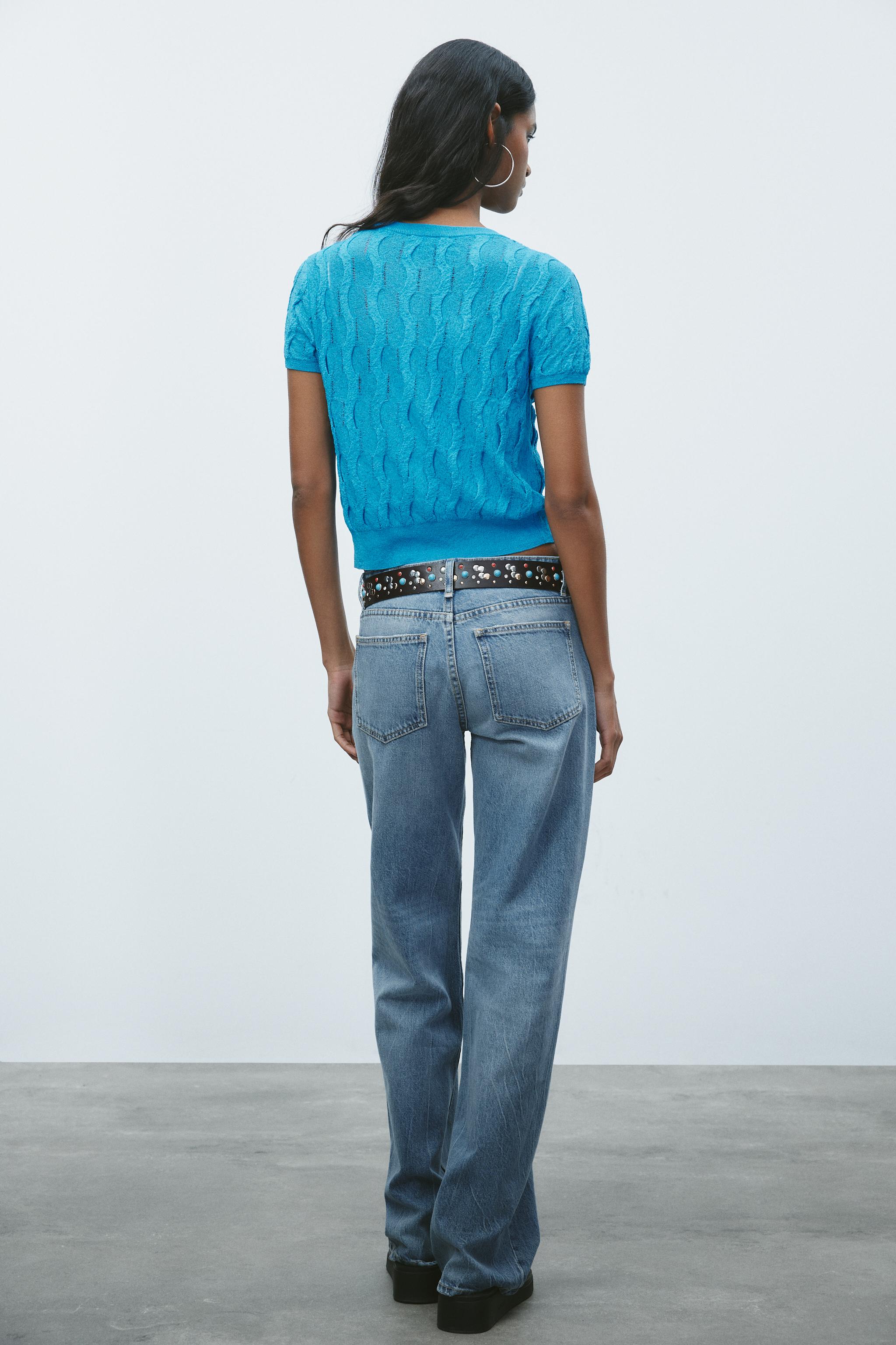 テクスチャーニットトップス - ブルー | ZARA Japan / 日本