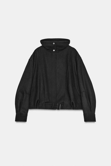 CHAQUETA BOMBER MINIMAL CON LANA ZW COLLECTION - Negro de Zara