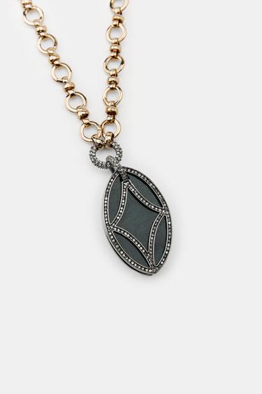 RING AND STONE NECKLACE WITH SPARKLES - Golden by Zara - Image 1