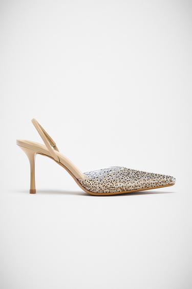 RHINESTONE SLINGBACK SHOES - Beige by Zara
