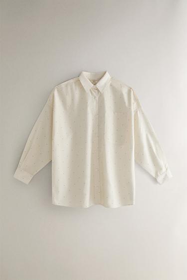 ドット柄シャツオフホワイトZaraのドット柄シャツ - オフホワイト