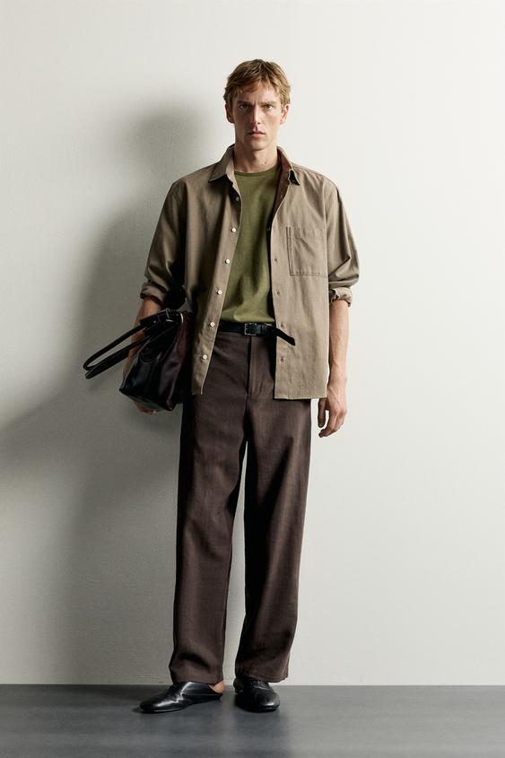 PANTALÓN FLUIDO PLIEGUES - Marrón de Zara - Imagen 0