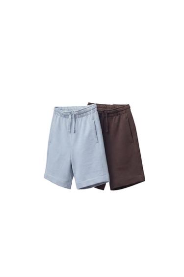LOT DE DEUX SHORTS UNIS - Marron-Bleu de Zara