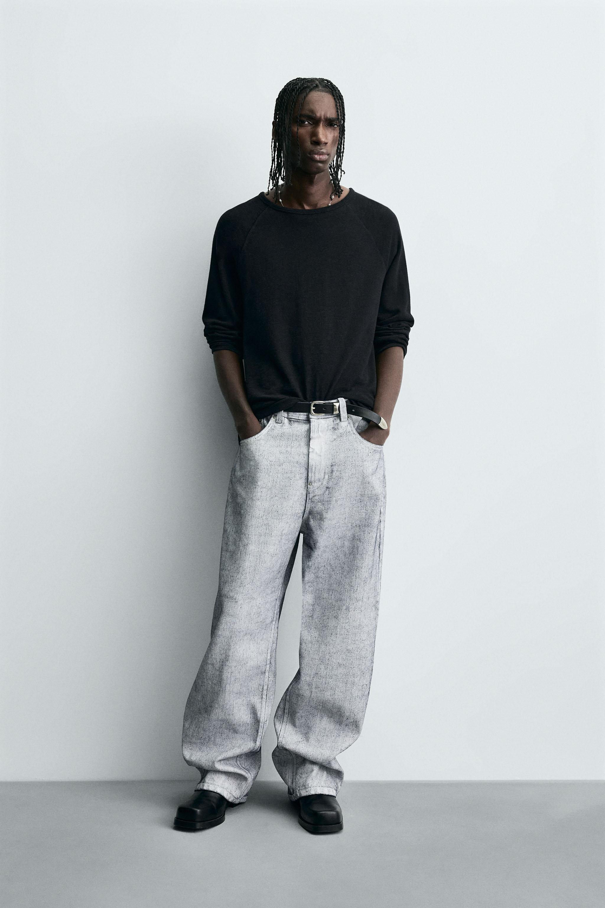 zara デニム メタリックエフェクトファブリック ZARA ZW THE 90's ワイドレッグ デニム 36サイズ - メルカリ