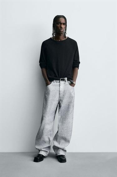 TEXANS BAGGY FIT ACABAT ENCERAT - blanc de Zara