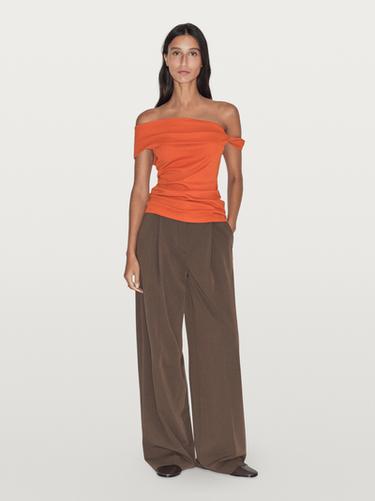 Top drapeado detalle nudo - Naranja de Zara - Imagen 0