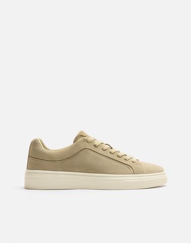 Zara LEATHER SNEAKERS - Beige