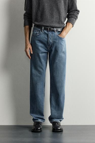 STRAIGHT-FIT LONG-LENGTH JEANS — Mid-blue 2