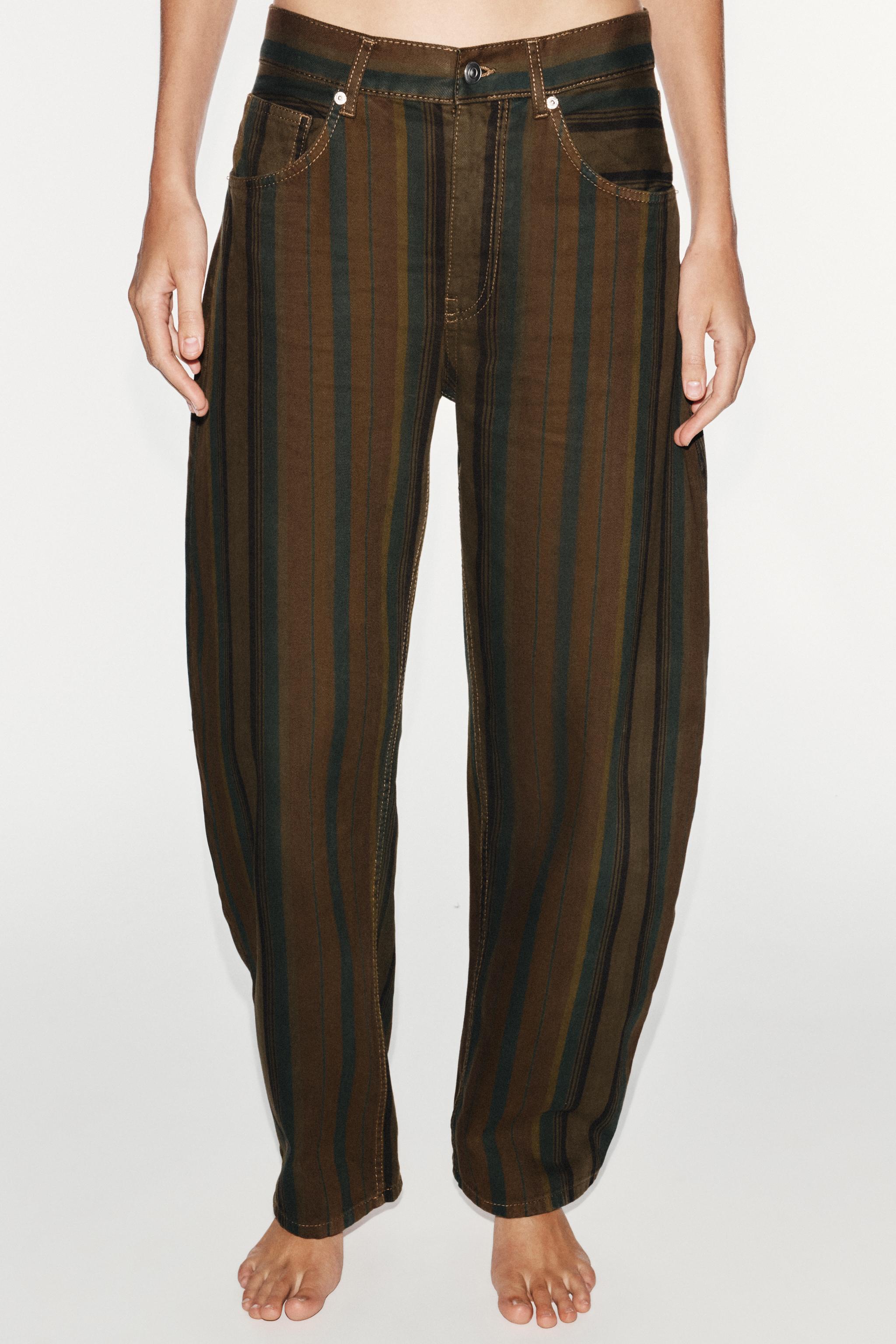 TRF MID-RISE BARREL STRIPED JEANS — Striped