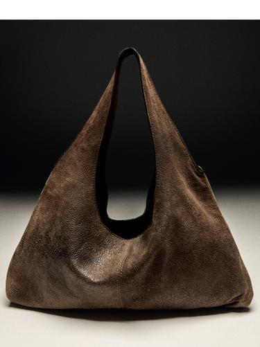 Sac moyen format en cuir nappa - Marron de Zara
