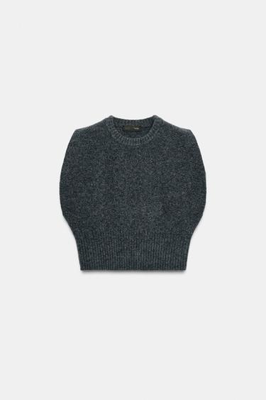 Zara 100% WOOL JUMPER VEST WITH ARMHOLE SLEEVES - Gray / Blue