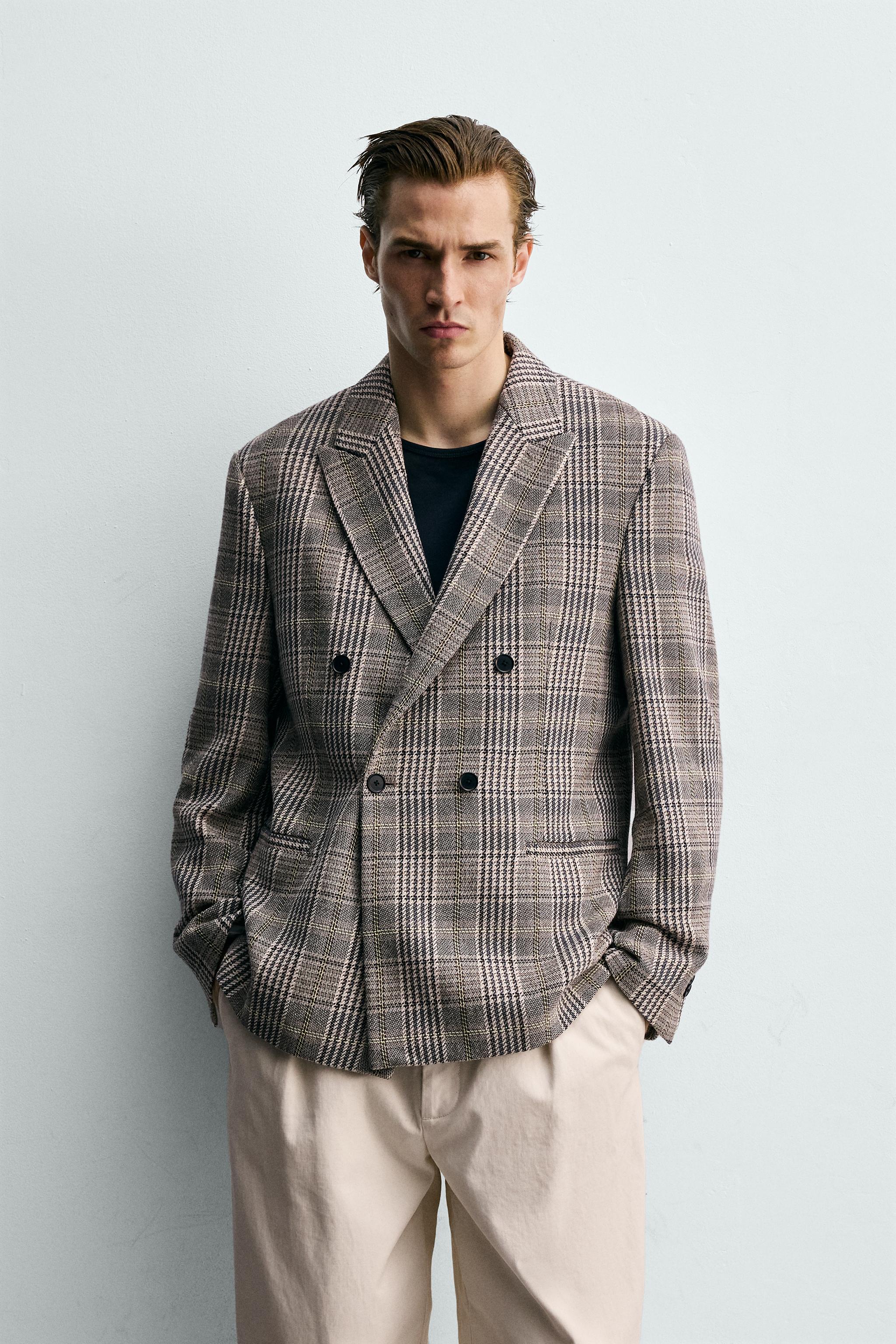 VESTE À BOUTONNAGE CROISÉ CARREAUX