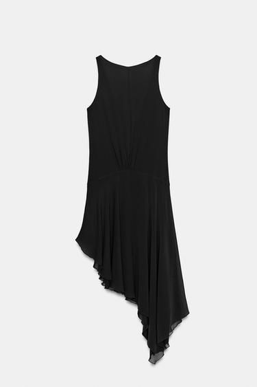 فستان ميدي غير متماثل - أسود الخاص بـ Zara - صورة 0