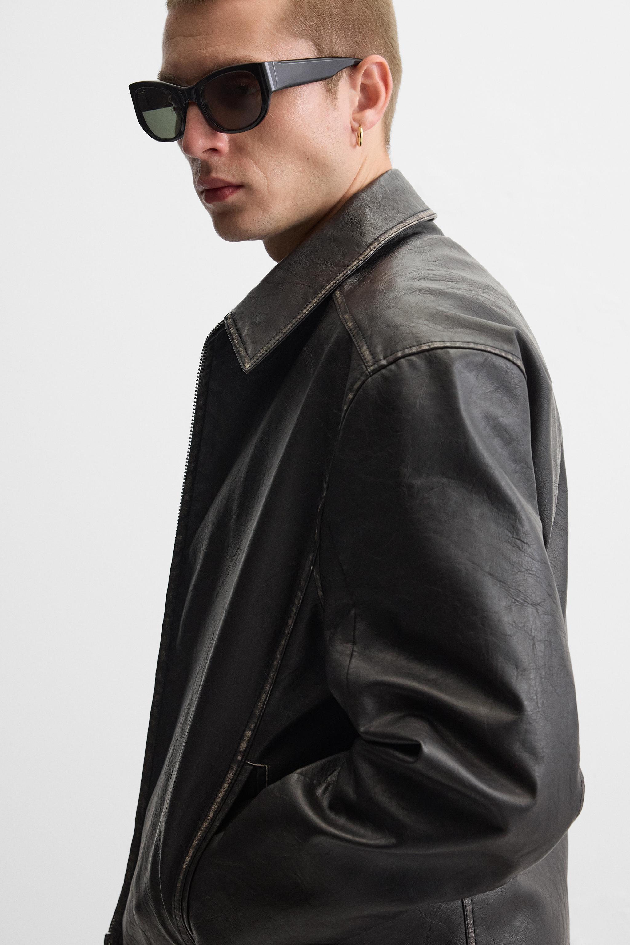 グラデーション フェイクレザー ジャケット - ブラック | ZARA