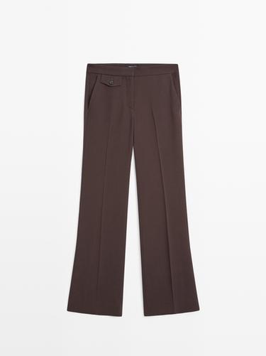 Pantalon flare poche - Chocolat de Zara