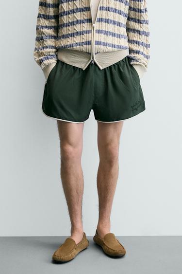 CONTRAST WELT SHORTS - Green by Zara