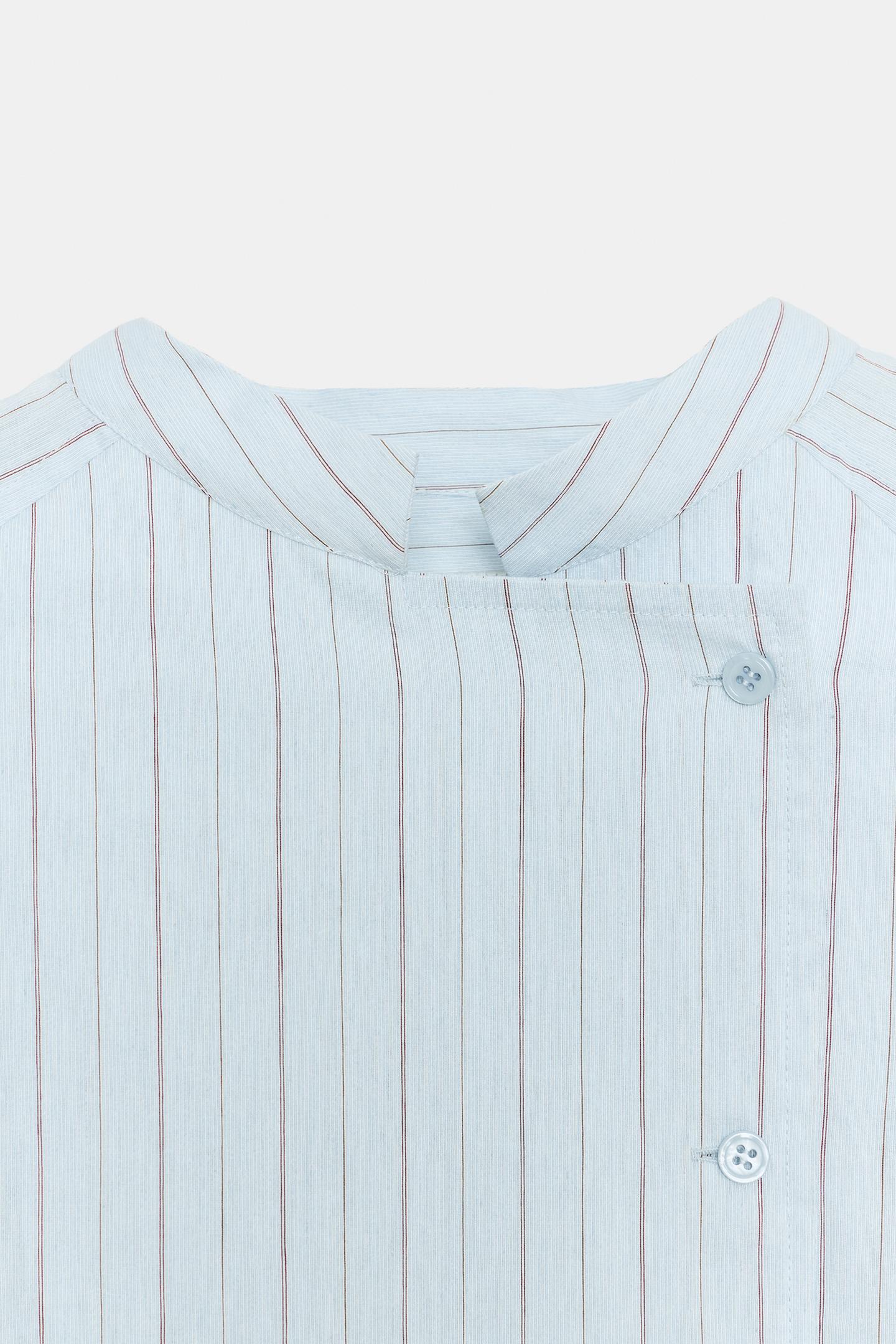 Женская рубашка Zara ZW Collection Asymmetrical Striped, цвет: Синий — фото 7