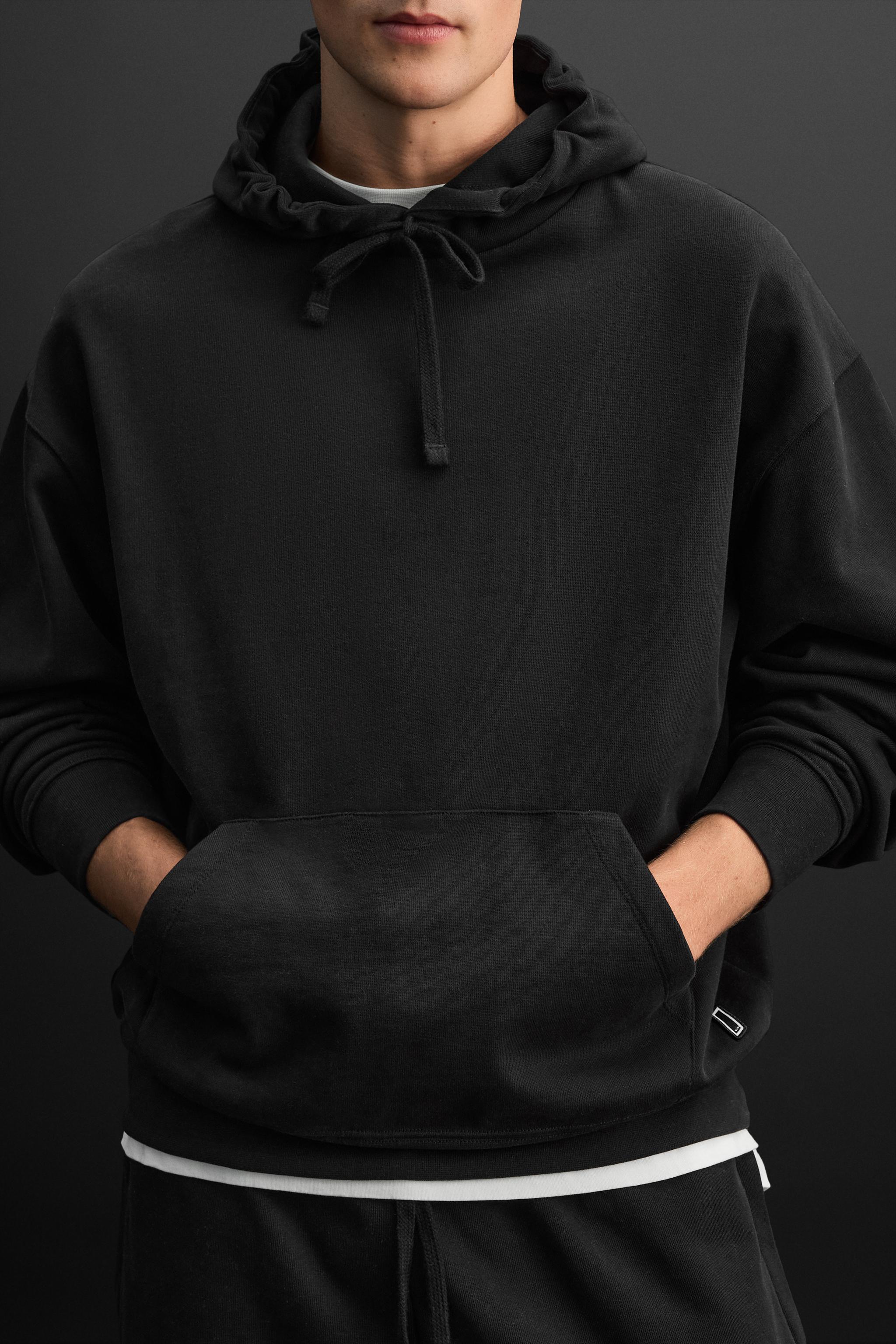 HOODIE SWEATSHIRT - Black | ZARA United States HOODIE SWEATSHIRT - Black | ZARA United States