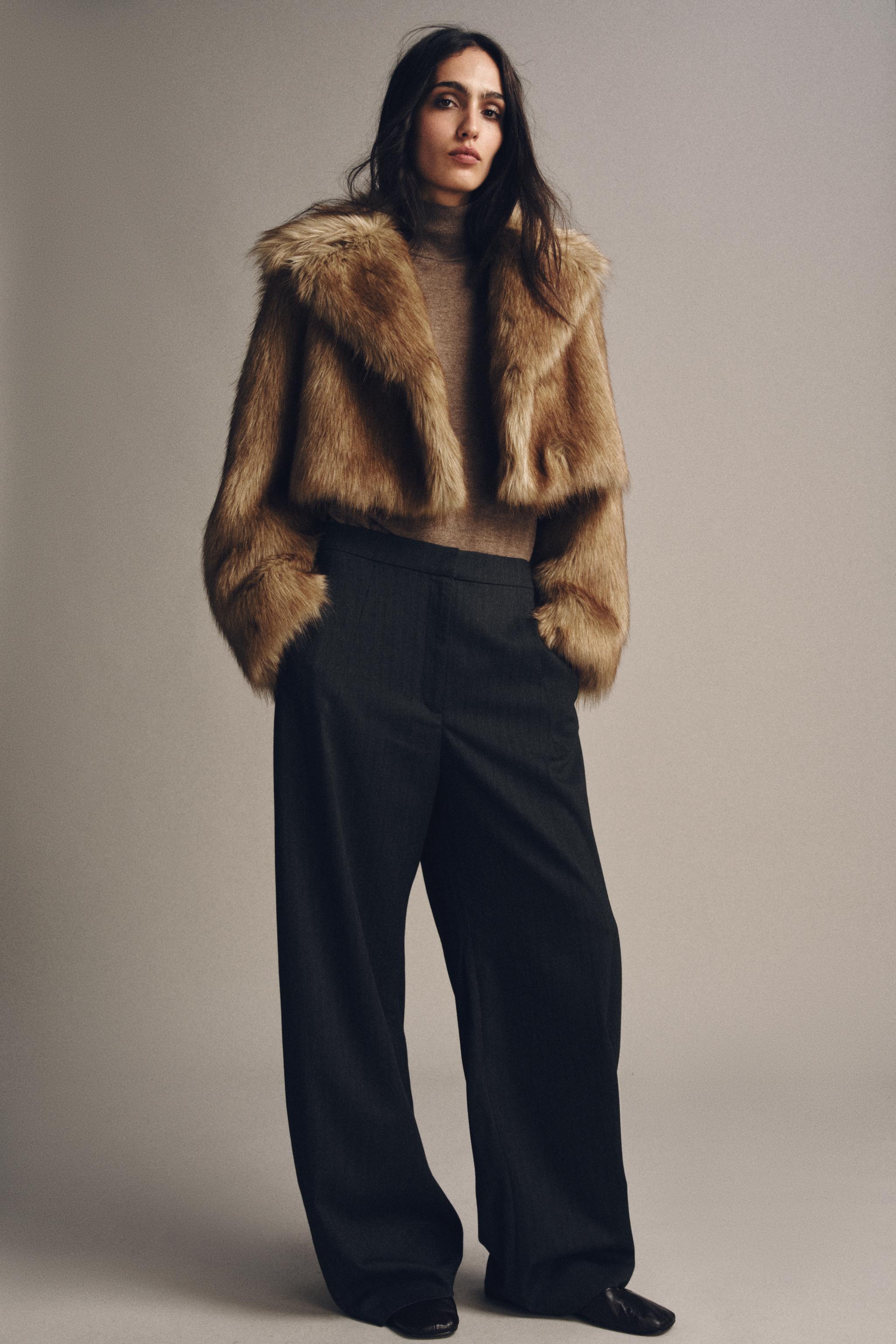 ZW COLLECTION FAUX FUR CROPPED JACKET