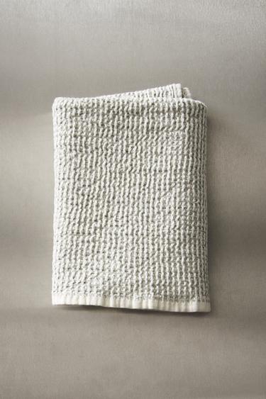 Zara MINI WAFFLE-KNIT BATH TOWEL - Greenish