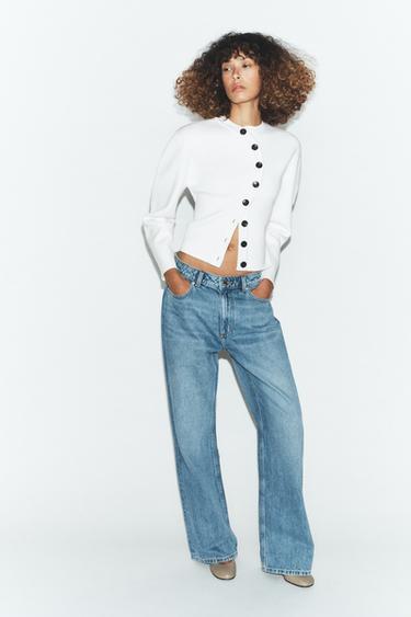 크로스 니트 재킷 - Zara 화이트