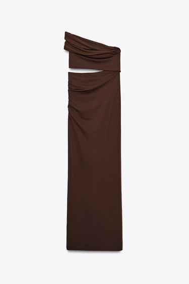 ROBE LONGUE ASYMÉTRIQUE CUT OUT - Chocolat de Zara - Image 6