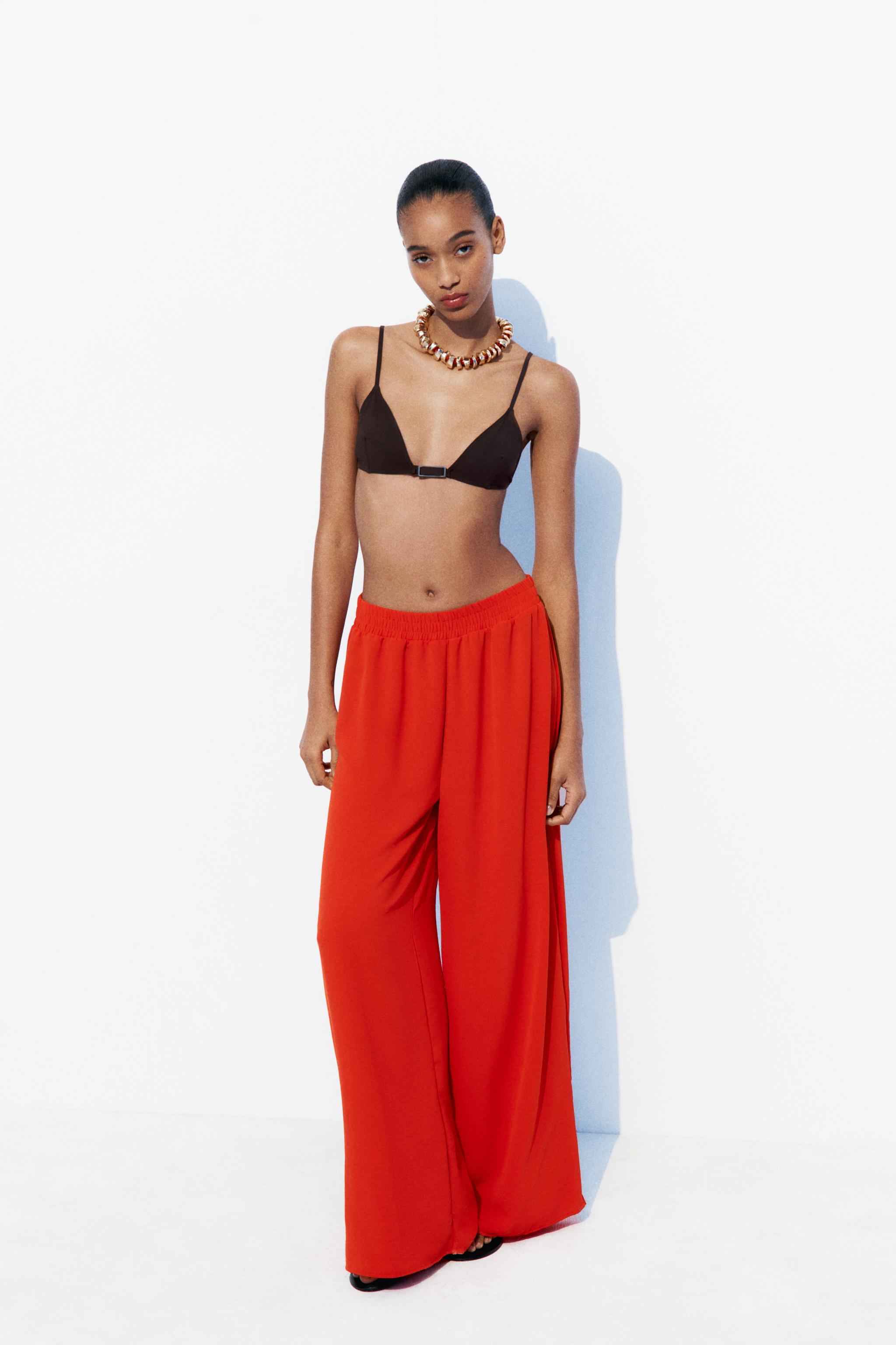 High-waisted Red Pants Elegant Palazzo Pants. Wide Leg Pants, Pants Skirt,  Elegant Trousers, Trousers With Pockets, Evening Pants 