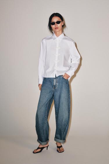 ZW COLLECTION SHIRT WITH FROG FASTENING - White by Zara