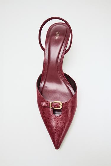 SAPATO ALTO SEM CALCANHAR COM FIVELA - Vermelho da Zara