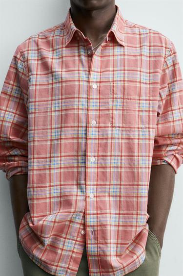 CHEMISE REGULAR FIT À CARREAUX - Rose de Zara - Image 5