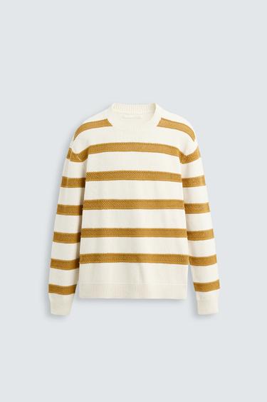JERSEY RAYAS ESTRUCTURA CALADOS - Crudo/Amarillo de Zara