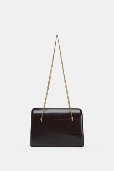 LEATHER SHOULDER BAG - Chocolate by Zara