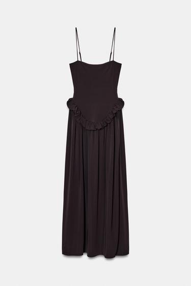 VOLUMINOUS PEPLUM DRESS - Dark brown by Zara - Image 0
