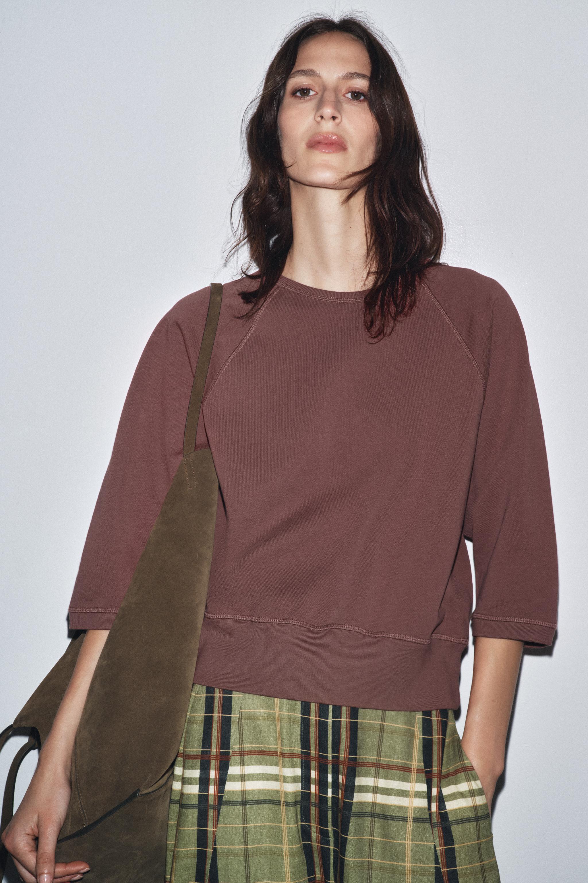 サクラサク様　アンリアン　raglan sweat pullover RAISED FLORAL SWEATSHIRT - Pink | ZARA Canada