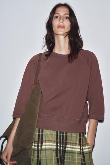 SUDADERA MANGA RANGLÁN - Rosado oscuro de Zara