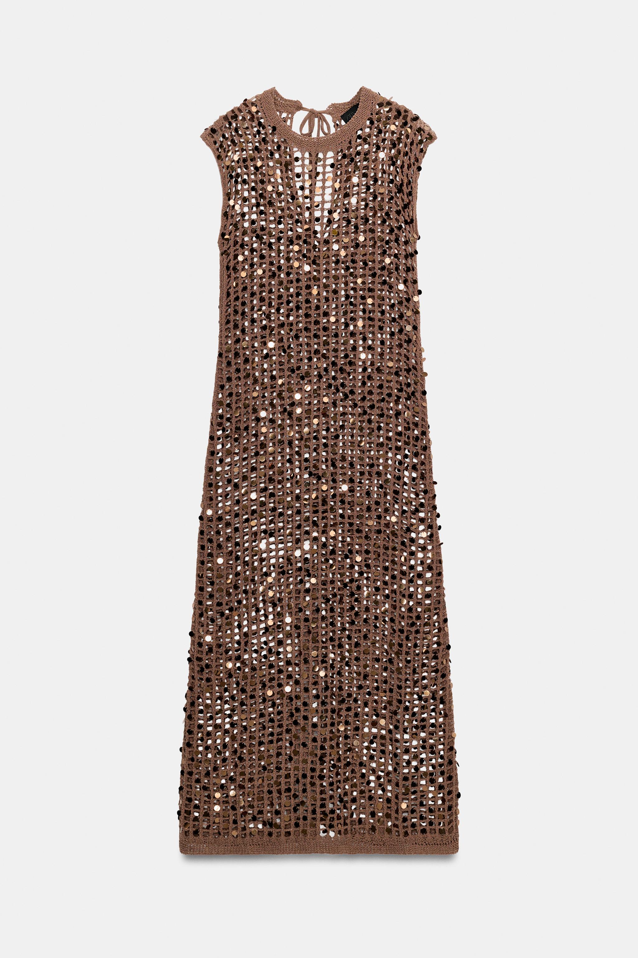 Zara SEQUIN KNIT MAXI DRESS — фото 3