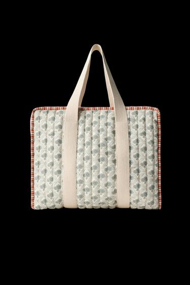 WICKLTASCHE MIT BLUMENMUSTER - Gebrochenes Weiß von Zara - Bild 0