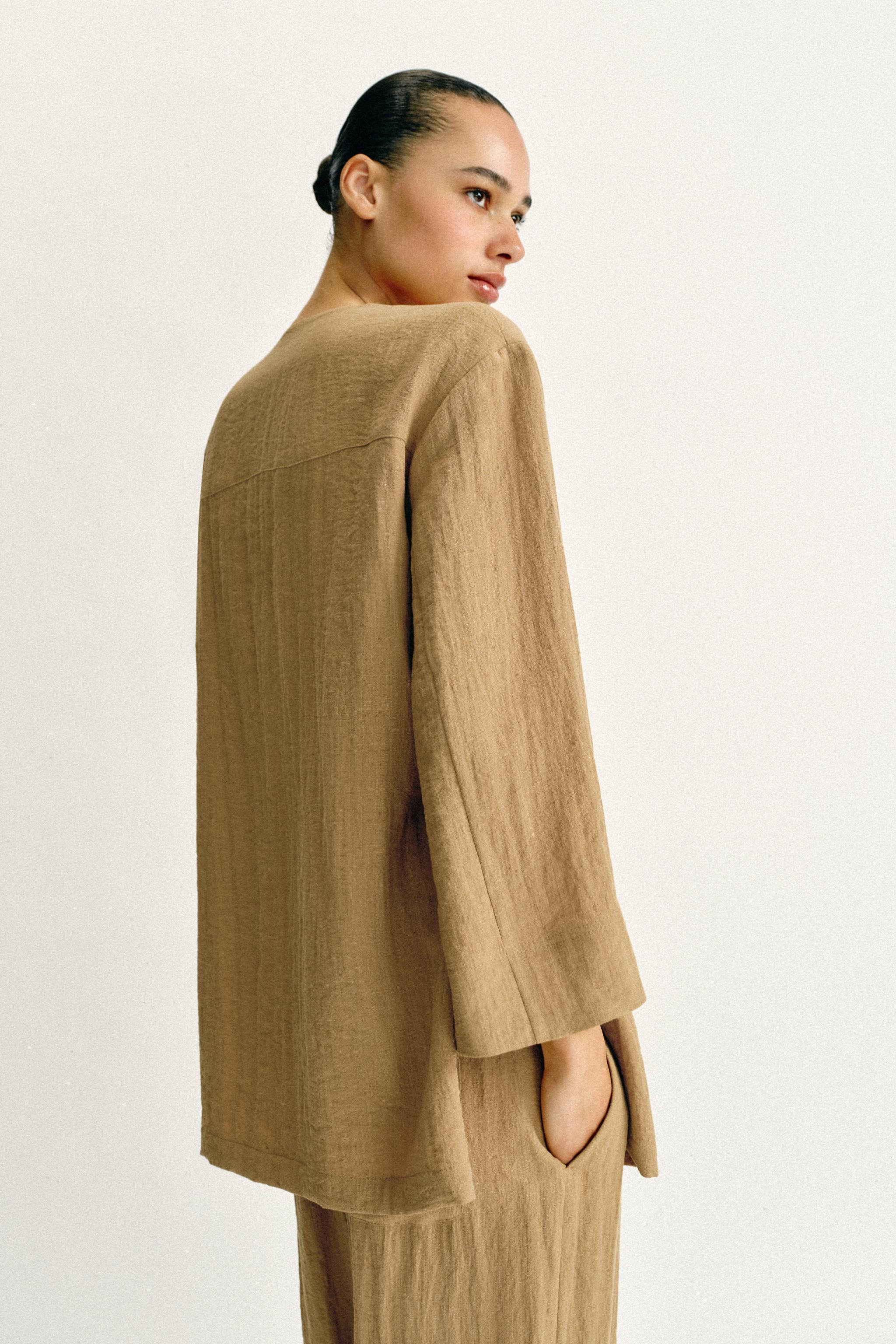 SIDE SLIT WRAP JACKET SET - taupe brown | ZARA Canada