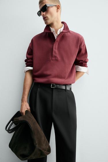 BOXY FIT POLO SHIRT - Burgundy by Zara - Image 4