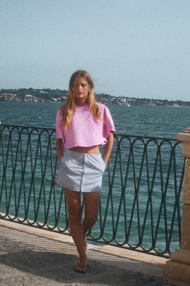 CAPES-T-SHIRT IN VERWASCHENER OPTIK - Neonrosa von Zara - Bild 0